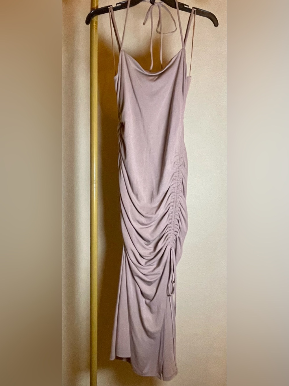 Sophie Rue Dusty Mocha Side-Ruched Maxi Dress
